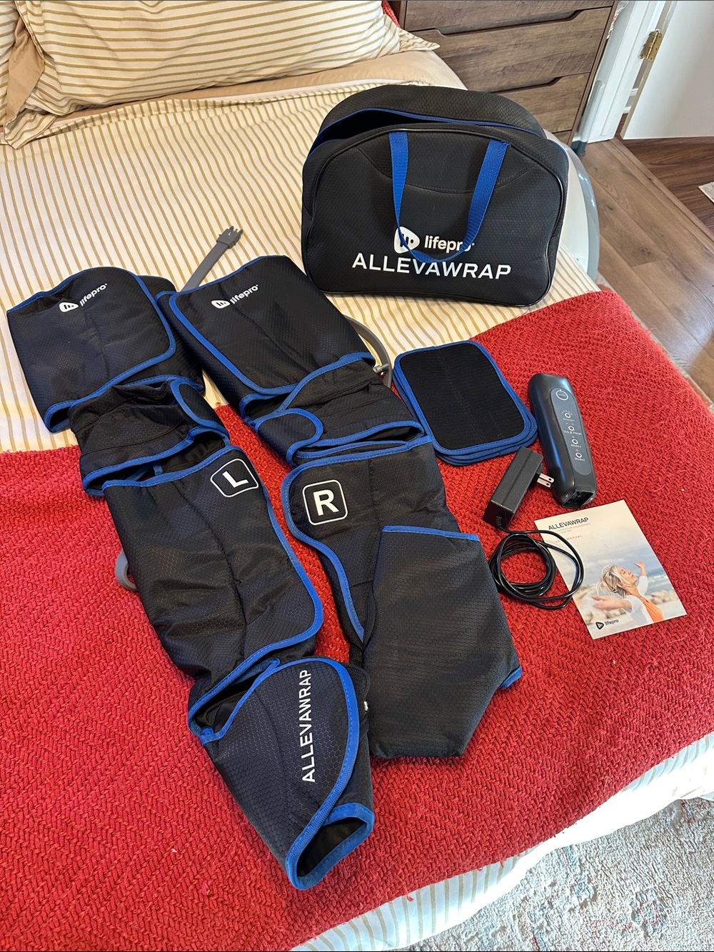 ALLEVAWRAP Full Leg Compression Wraps - Black/Blue